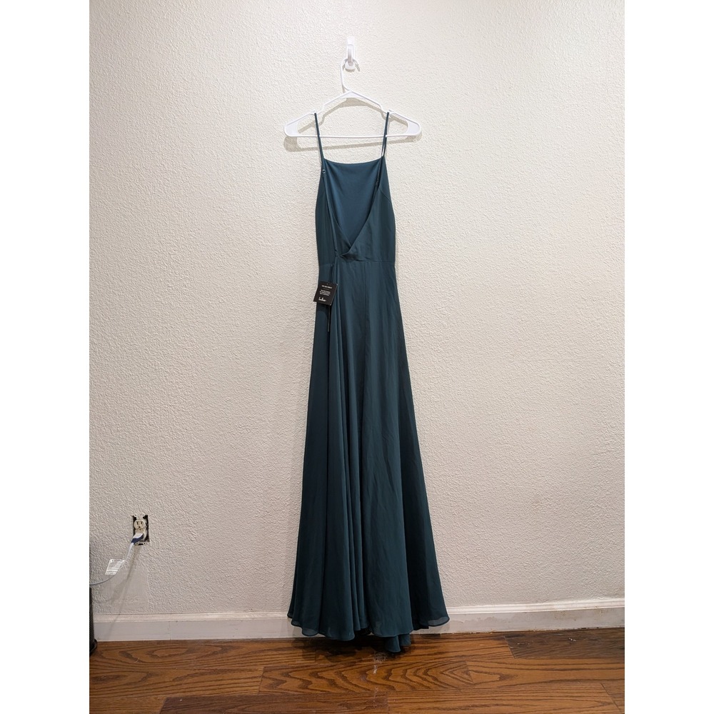 Lulus Mythical Kind of Love Formal Dress XL Dark Green Chiffon Maxi Prom Wedding - Picture 4 of 9
